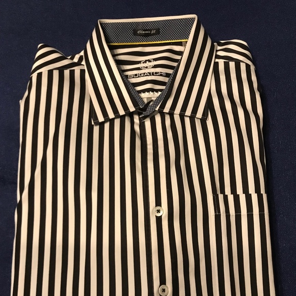 Bugatchi Uomo XXL 100% Cotton Sateen Black and White Stripe - Picture 1 of 12